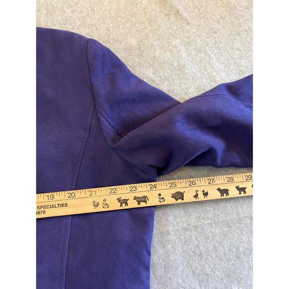 TanJay Blazer Women's Large 14P Purple Embroidered Beaded Accent Full Zip Jacket - Picture 12 of 13